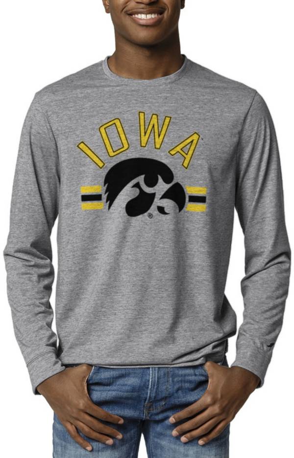League-Legacy Men's Iowa Hawkeyes Grey Reclaim Tri-Blend Long Sleeve T-Shirt