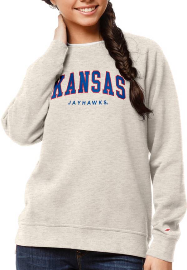 League-Legacy Women's Kansas Jayhawks Oatmeal Academy Crew Sweatshirt