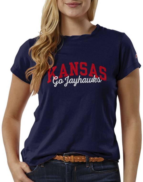 League-Legacy Women's Kansas Jayhawks Blue ReSpin T-Shirt