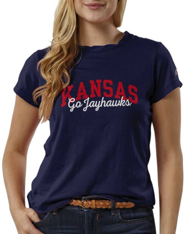 League-Legacy Women's Kansas Jayhawks Blue ReSpin T-Shirt product image
