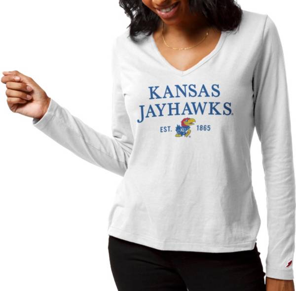 League-Legacy Women's Kansas Jayhawks ReSpin Long Sleeve White T-Shirt