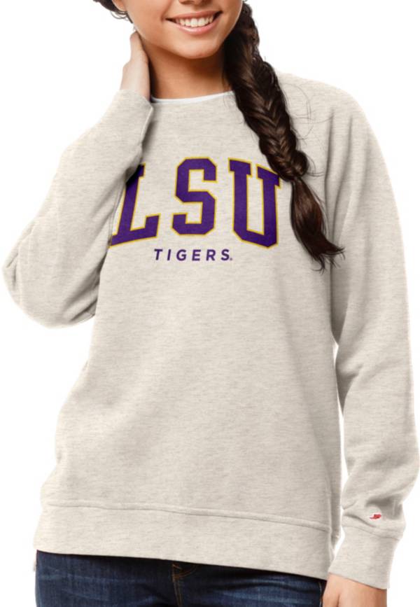 League-Legacy Women's LSU Tigers Oatmeal Academy Crew Sweatshirt