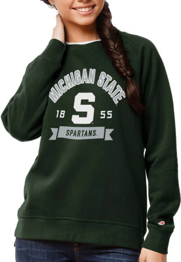 League-Legacy Women's Michigan State Spartans Green Academy Crew Sweatshirt