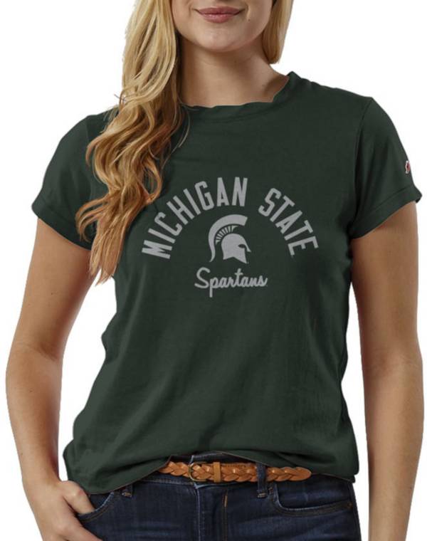 League-Legacy Women's Michigan State Spartans Green ReSpin T-Shirt