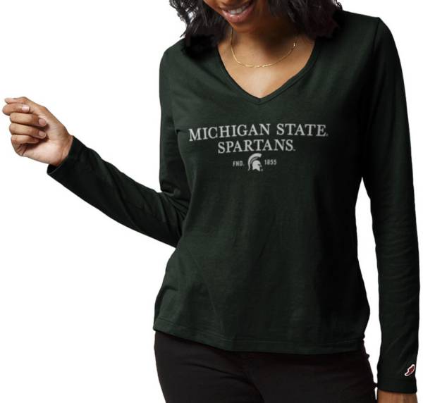 League-Legacy Women's Michigan State Spartans Green ReSpin Long Sleeve T-Shirt