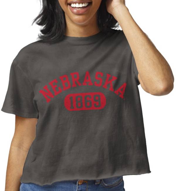 League-Legacy Women's Nebraska Cornhuskers Clothesline Cotton Cropped Black T-Shirt product image