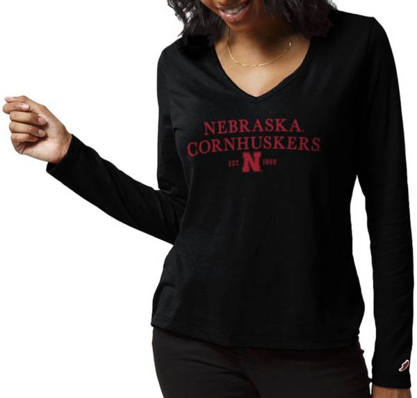 League-Legacy Women's Nebraska Cornhuskers ReSpin Long Sleeve Black T-Shirt