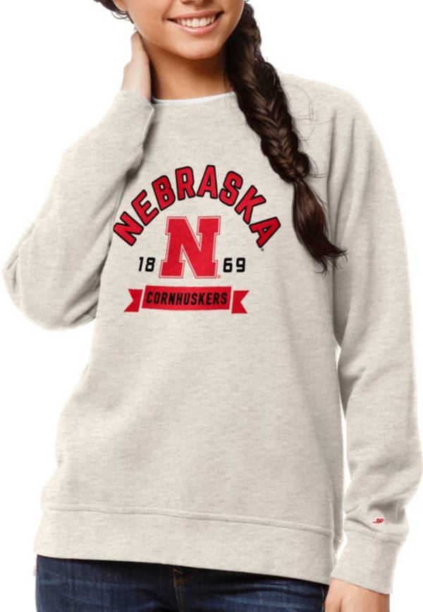 League-Legacy Women's Nebraska Cornhuskers Oatmeal Academy Crew Sweatshirt