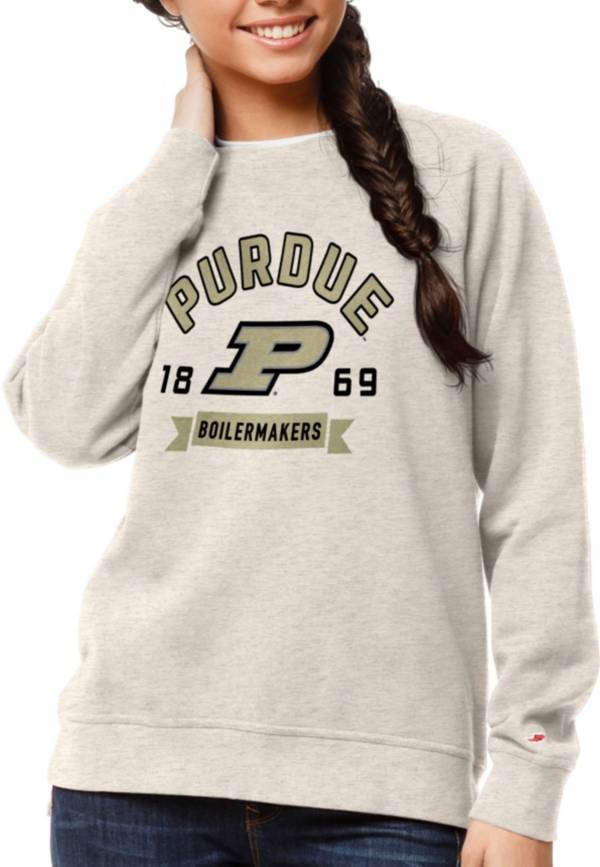 League-Legacy Women's Purdue Boilermakers Oatmeal Academy Crew Sweatshirt