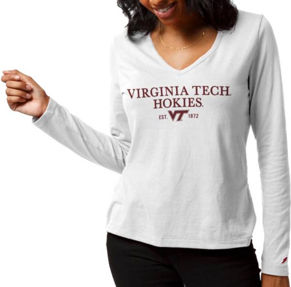 League-Legacy Women's Virginia Tech Hokies ReSpin Long Sleeve White T-Shirt