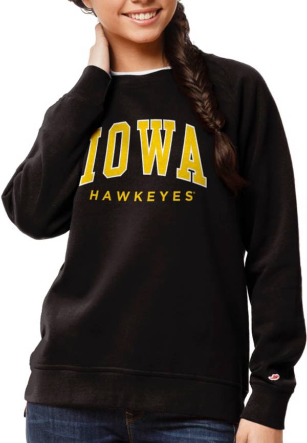 League-Legacy Women's Iowa Hawkeyes Academy Crew Black Sweatshirt