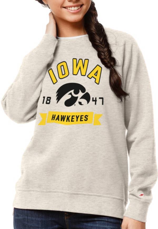 League-Legacy Women's Iowa Hawkeyes Oatmeal Academy Crew Sweatshirt