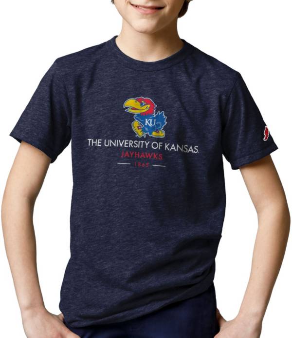 League-Legacy Youth Kansas Jayhawks Blue Tri-Blend Victory Falls T-Shirt