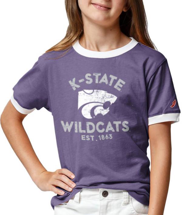 League-Legacy Youth Girls' Kansas State Wildcats Purple Ringer T-Shirt