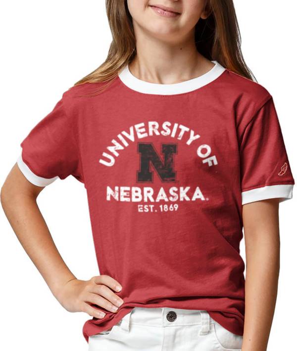 League-Legacy Youth Girls' Nebraska Cornhuskers Scarlet Ringer T-Shirt