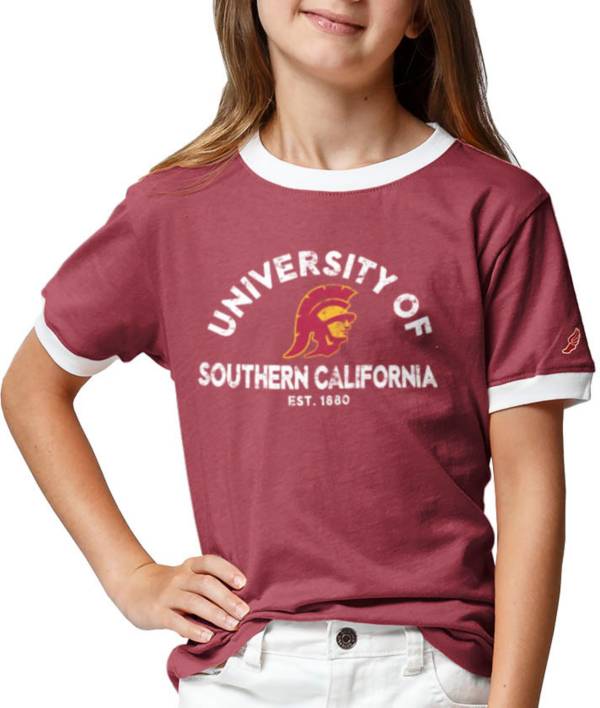 League-Legacy Youth Girls' USC Trojans Cardinal Ringer T-Shirt