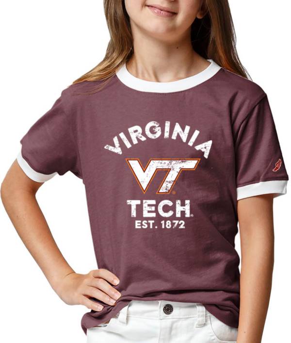 League-Legacy Youth Girls' Virginia Tech Hokies Maroon Ringer T-Shirt