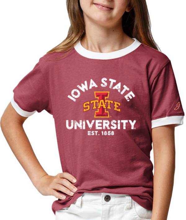 League-Legacy Youth Girls' Iowa State Cyclones Cardinal Ringer T-Shirt