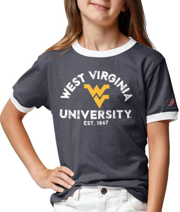 League-Legacy Youth Girls' West Virginia Mountaineers Blue Ringer T-Shirt