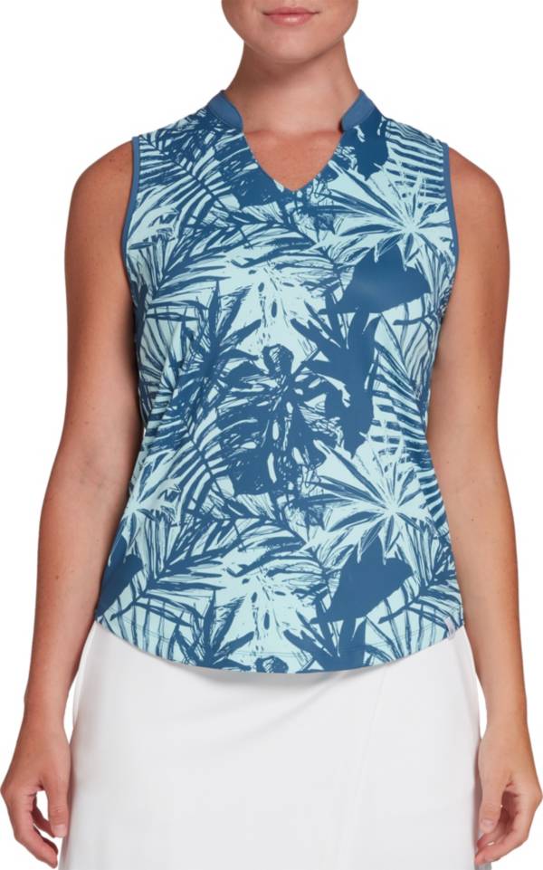Lady Hagen Women's Tropical Print Sleeveless Golf Polo product image