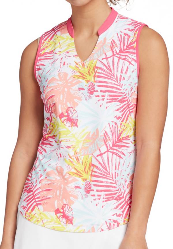 Lady Hagen Women's Tropical Print Sleeveless Golf Polo