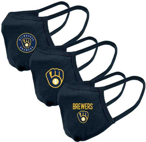 Levelwear Adult Milwaukee Brewers 3-Pack Face Coverings