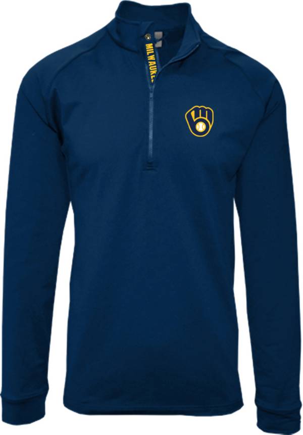 Levelwear Men's Milwaukee Brewers Navy Calibre Icon Quarter-Zip Shirt