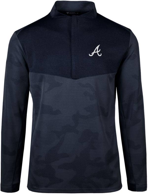 Levelwear Men's Atlanta Braves Navy Log Quarter-Zip Long Sleeve T-Shirt product image