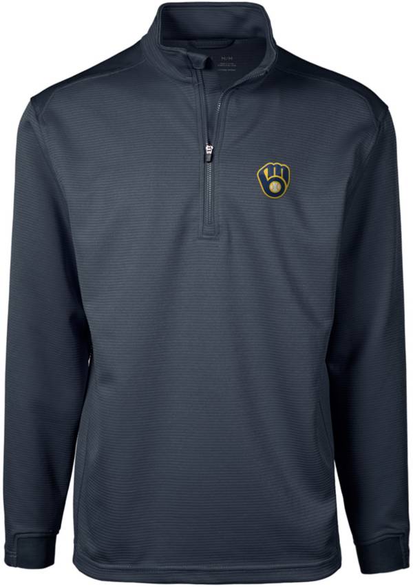 Levelwear Men's Milwaukee Brewers Navy Aus Quarter-Zip Long Sleeve T-Shirt product image