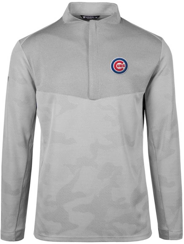 Levelwear Men's Chicago Cubs Grey Log Quarter-Zip Long Sleeve T-Shirt