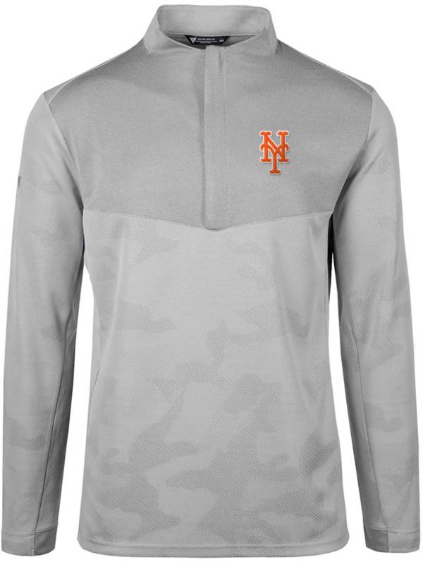 Levelwear Men's New York Mets Grey Log Quarter-Zip Long Sleeve T-Shirt product image