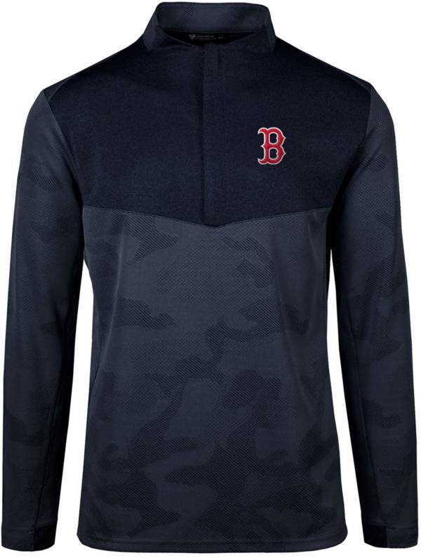 Levelwear Men's Boston Red Sox Navy Log Quarter-Zip Long Sleeve T-Shirt