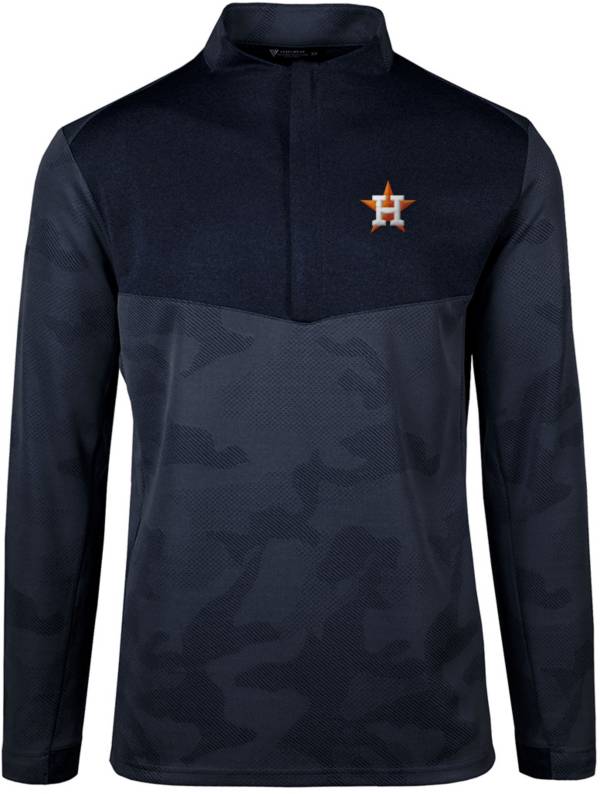 Levelwear Men's Houston Astros Navy Log Quarter-Zip Long Sleeve T-Shirt