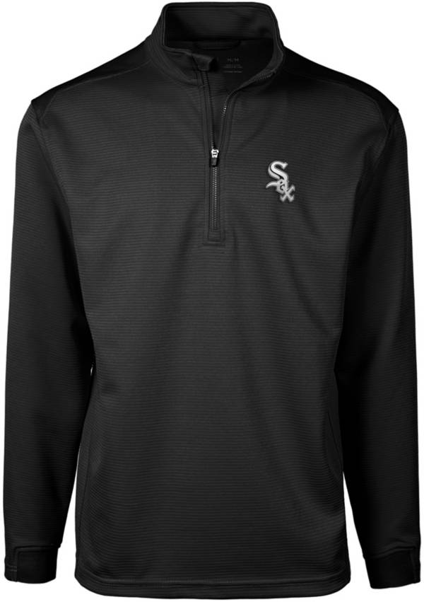 Levelwear Men's Chicago White Sox Black Aus Quarter-Zip Long Sleeve T-Shirt