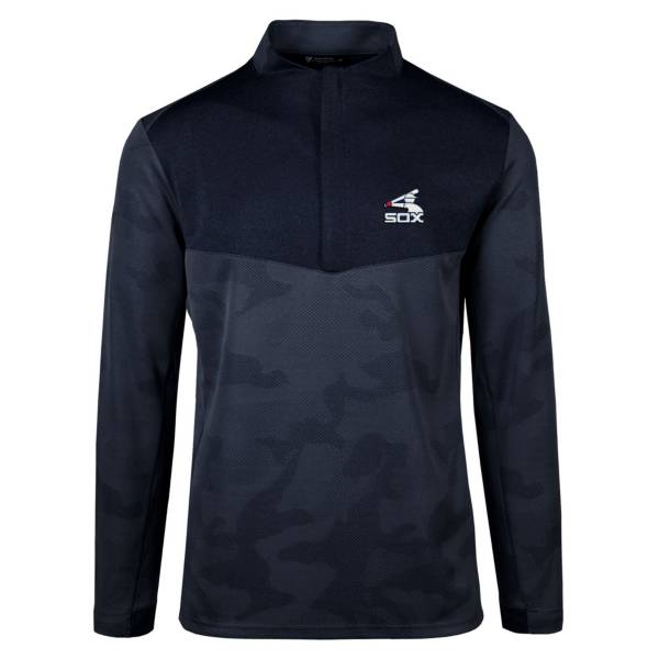 Levelwear Men's Chicago White Sox Navy Log Quarter-Zip Long Sleeve T-Shirt