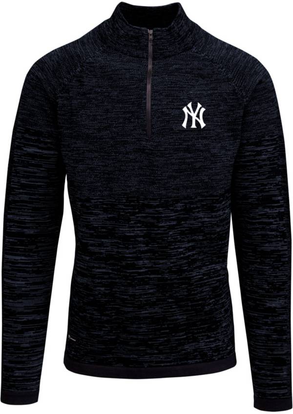 Levelwear Men's New York Yankees Navy Aus Quarter-Zip Long Sleeve T-Shirt