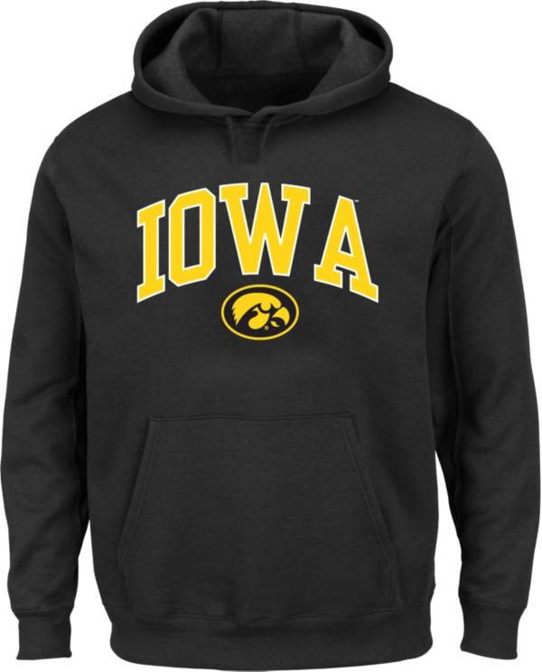 Black Iowa Hawkeyes Adult NCAA Big Soft Story Hooded Long Sleeve Pullover 
