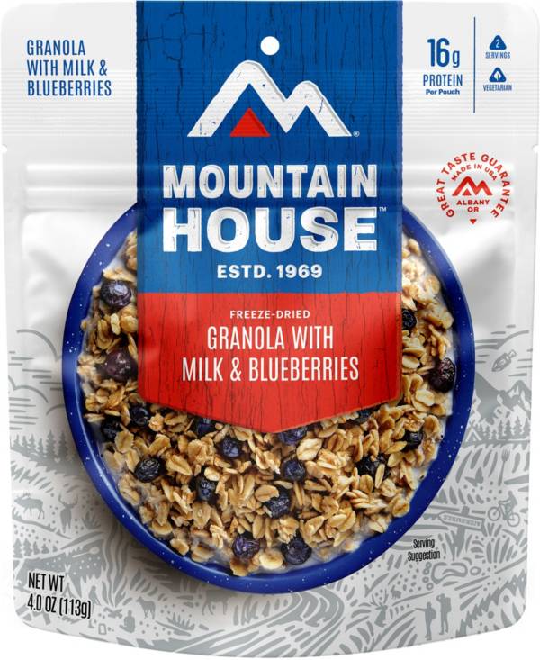 Mountain House Granola with Milk and Blueberries