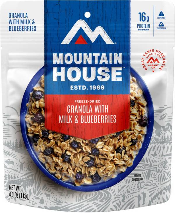 Mountain House Granola with Milk and Blueberries