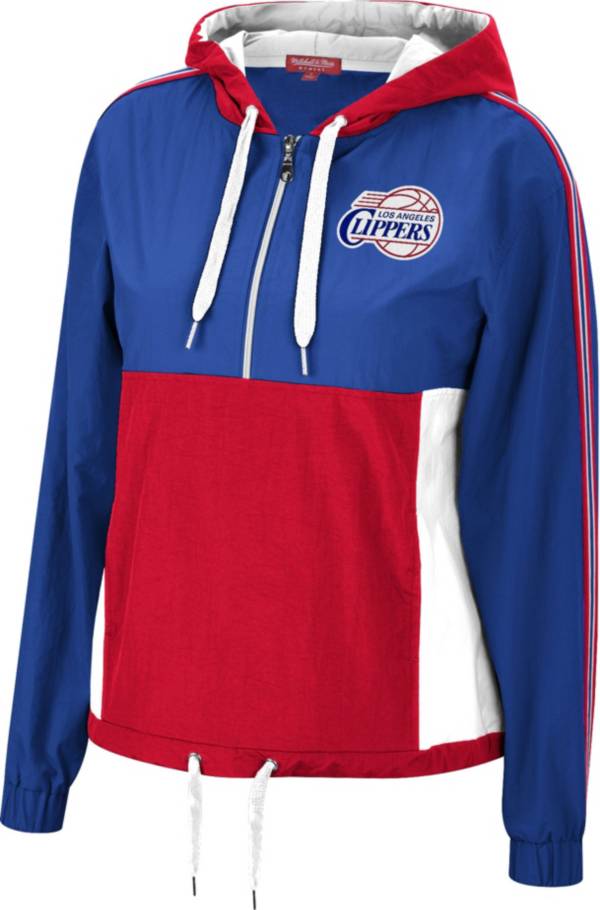 Mitchell & Ness Women's Los Angeles Clippers Blue Windbreaker Half-Zip Pullover Jacket