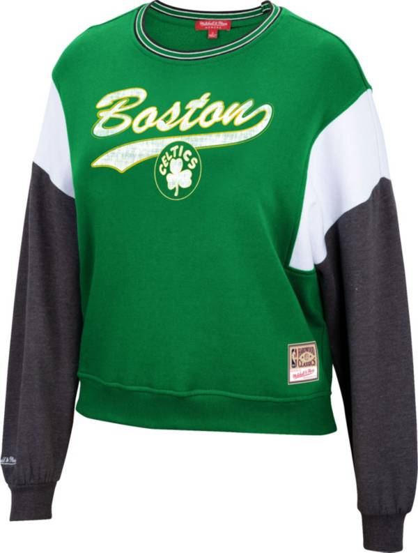 Mitchell & Ness Women's Boston Celtics Green Hardwood Classics Colorblock Crew Pullover Sweatshirt