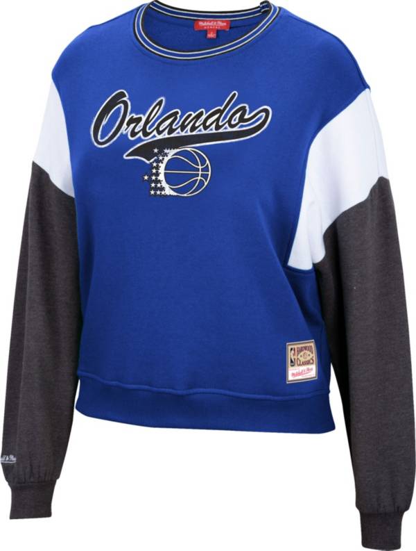 Mitchell & Ness Women's Orlando Magic Blue Hardwood Classics Colorblock Crew Pullover Sweatshirt