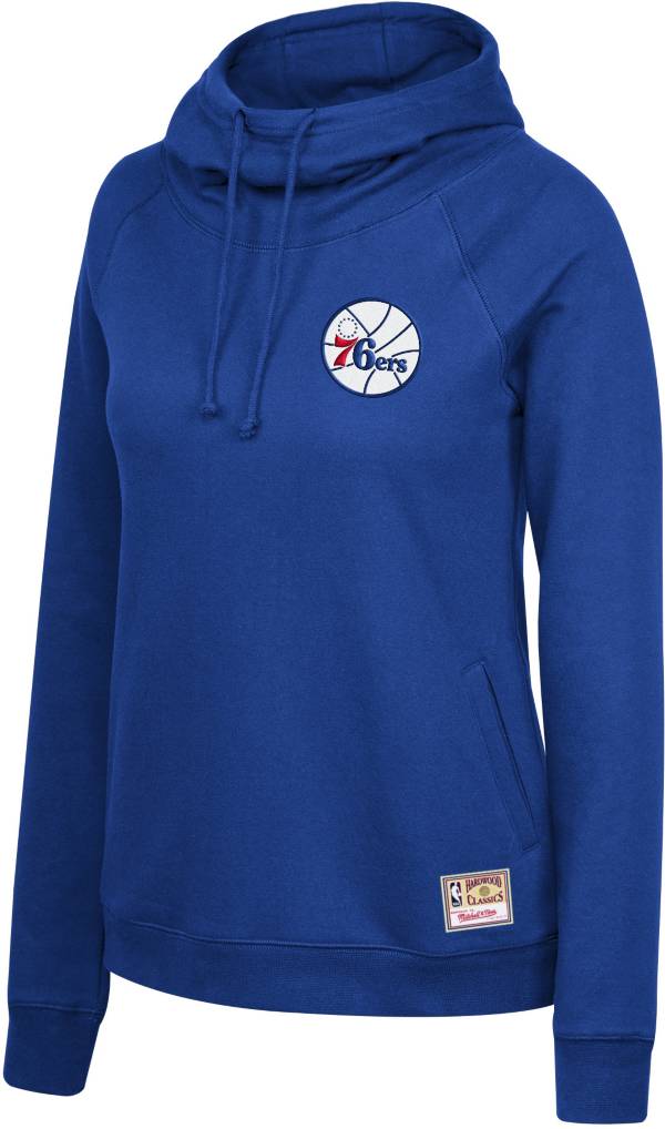 Mitchell & Ness Women's Philadelphia 76ers Blue Funnel Neck Pullover Hoodie