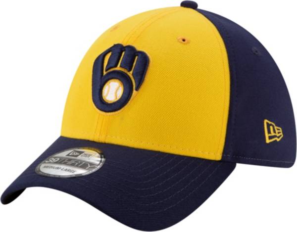 New Era Men's Milwaukee Brewers 39Thirty Navy Team Classic Stretch Fit Hat