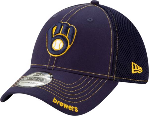 New Era Men's Milwaukee Brewers Navy 39Thirty Neo Stretch Fit Hat