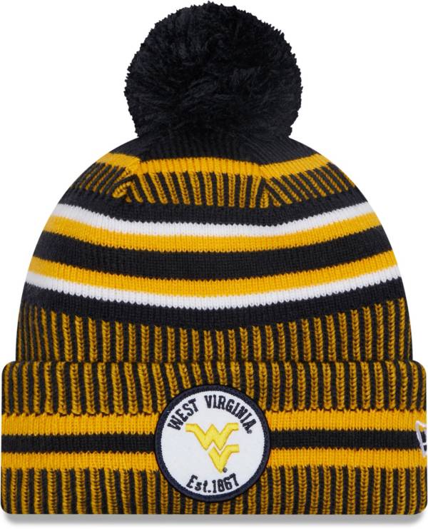 New Era Men's West Virginia Mountaineers Blue Sport Knit Pom Beanie