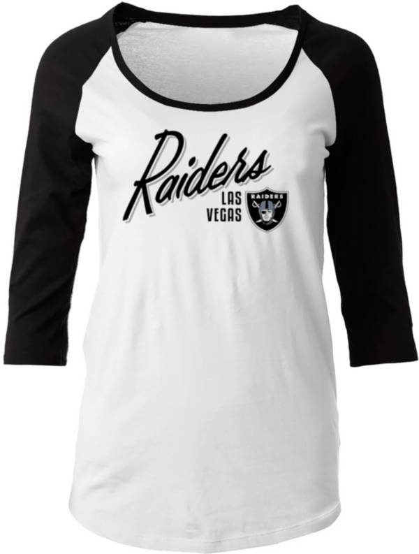 New Era Women's Las Vegas Raiders White/Black Script Raglan T-Shirt