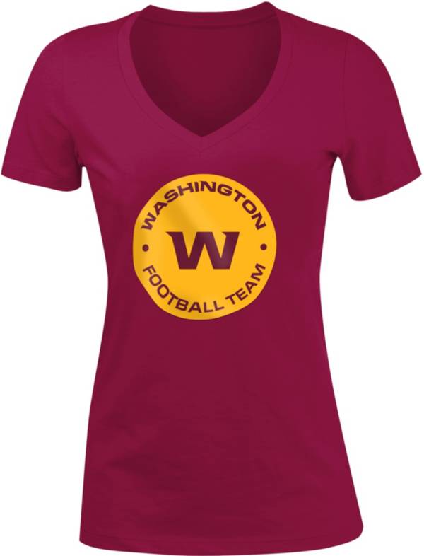 New Era Women's Washington Football Team Red Logo V-Neck T-Shirt