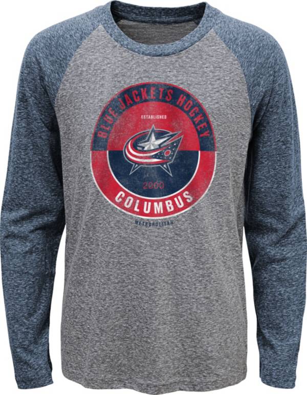 NHL Youth Columbus Blue Jackets Split Grey Raglan T-Shirt