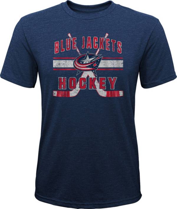 NHL Youth Columbus Blue Jackets Stripe Tri-Blend Navy T-Shirt